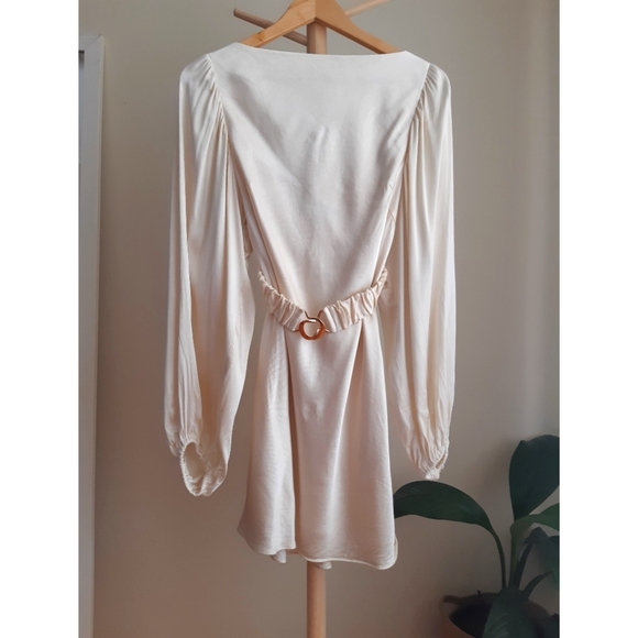 SHONA JOY La Lune Balloon Sleeve Mini Dress w Belt in Cream *NWT Size 12* - Picture 9 of 12